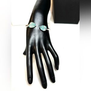 💚💚 Enamel Monstera Leaf Hinge Cuff Bracelet 💚💚